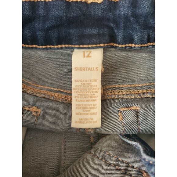 Girls Justice Size 12 Denim Jean Shortalls Overalls Distressed, Medium Wash, EUC - Picture 4 of 6